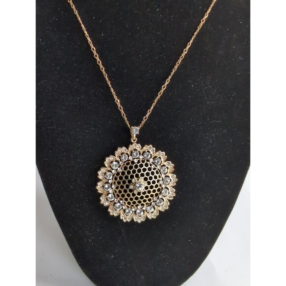 Nolan Miller Glamour Collection Clear Rhinestone And Gold Necklace - Picture 1 of 7
